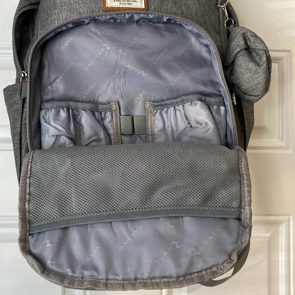 RUVALINO Diaper Gray Baby Bag Tote Large Travel Bag
